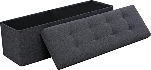 Ornavo Home 45 Inch Folding Storage Ottoman with Storage Bench, Long Large Storage Ottoman Bench, Storage Chest, Foot Rest Stool, Bedroom Bench with Storage - (Gray)