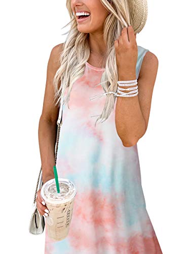 ANRABESS Women Casual Loose Sundress Sleeveless Split Maxi Long Beach Shirt Dress Travel Vacation 2024 Summer Outfits