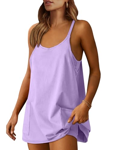 Prinbara Women 2024 Summer Mini Romper Dress Tennis Athletic Shorts Sundress Built in Shapewear Casual Workout Trendy Outfits