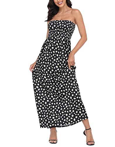 HDE Women's Strapless Maxi Dress Plus Size Tube Top Long Skirt Sundress Cover Up