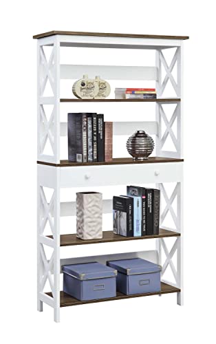 Convenience Concepts Oxford 5 Tier Bookcase with Drawer, Sea Foam