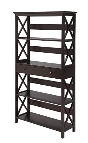 Convenience Concepts Oxford 5 Tier Bookcase with Drawer, Sea Foam