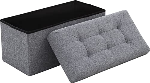 Ornavo Home 45 Inch Folding Storage Ottoman with Storage Bench, Long Large Storage Ottoman Bench, Storage Chest, Foot Rest Stool, Bedroom Bench with Storage - (Gray)