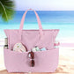 LEDAOU Large Beach Tote Bag Women Waterproof Sandproof Zipper Beach Tote Bag for Pool Gym Grocery Travel with Wet Pocket