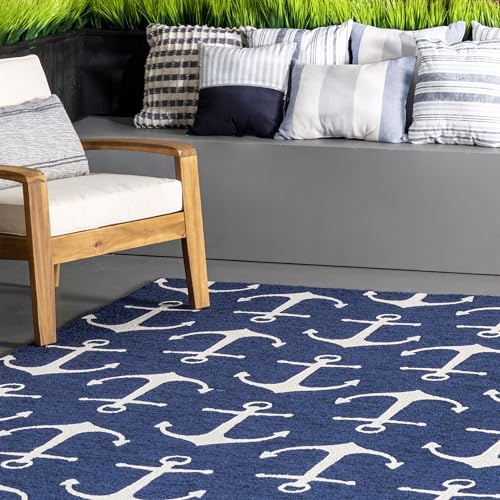 nuLOOM Hand Hooked Despina Indoor/ Outdoor Accent Rug, 2x3, Navy