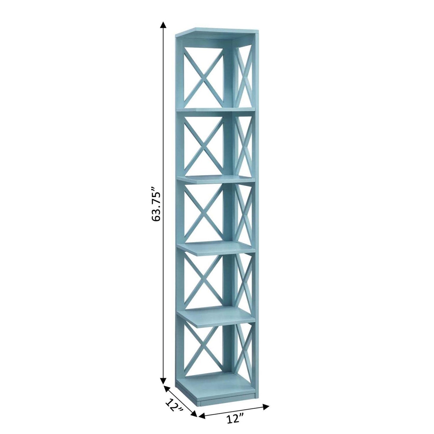 Convenience Concepts Oxford 5 Tier Corner Bookcase, Sea Foam