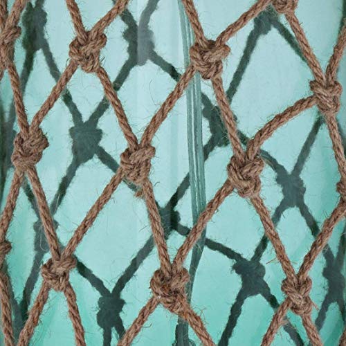 360 Lighting Crosby Country Cottage Nautical Accent Table Lamp 22.5" High Coastal Blue Green Glass Rope Net Off White Drum Shade for Living Room Bedroom Beach House Bedside Nightstand Home