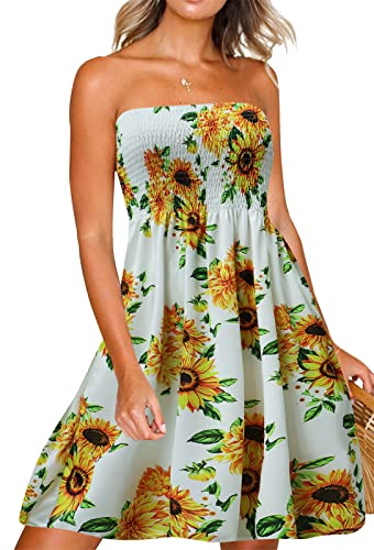 Zyyfly Womens Summer Beach Dresses Strapless Cover Ups Dress Tube Top Sundresses