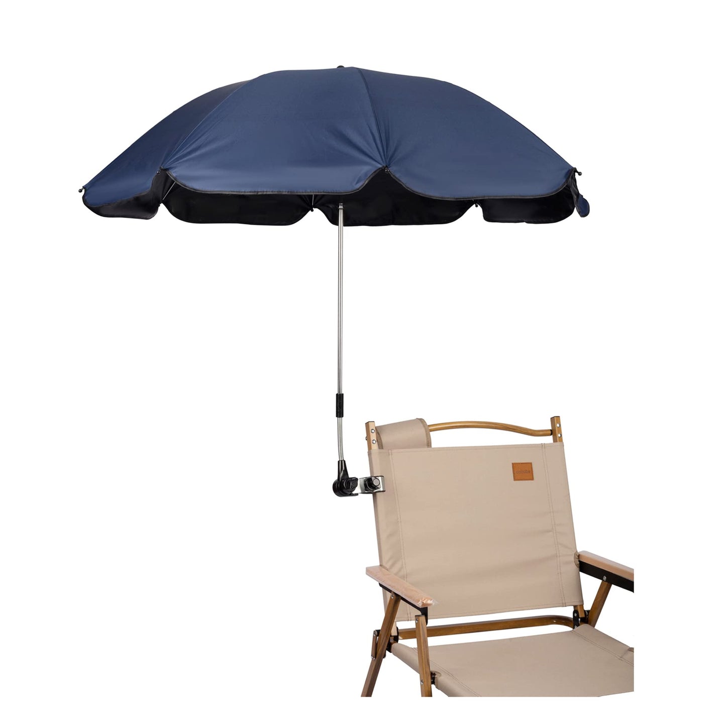 Chair Umbrella with Universal Clamp,46 inches UPF 50+ Clip on Parasol for Patio chair Beach Chairs Wheelchairs Golf Carts (Dark Blue)