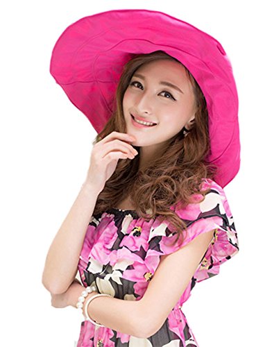 Women's Foldable Floppy Reversible Travel Beach Sun Visor Hat Wide Brim UPF 50+