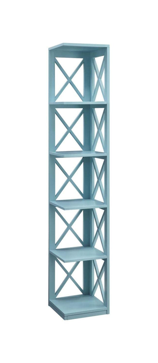 Convenience Concepts Oxford 5 Tier Corner Bookcase, Sea Foam