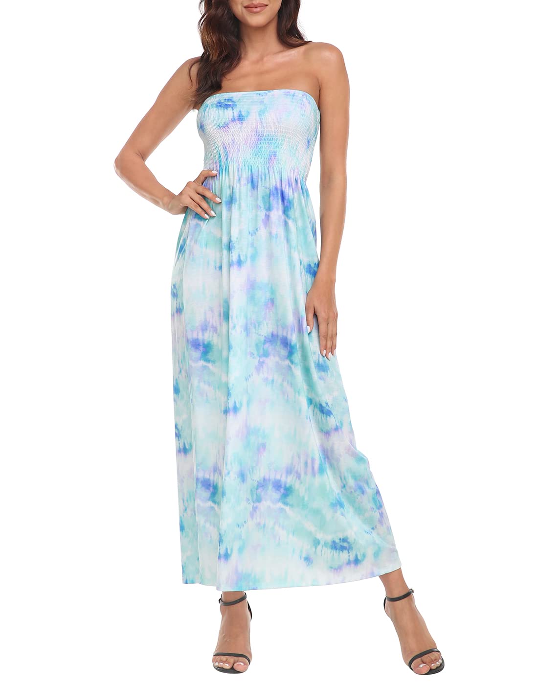 HDE Women's Strapless Maxi Dress Plus Size Tube Top Long Skirt Sundress Cover Up