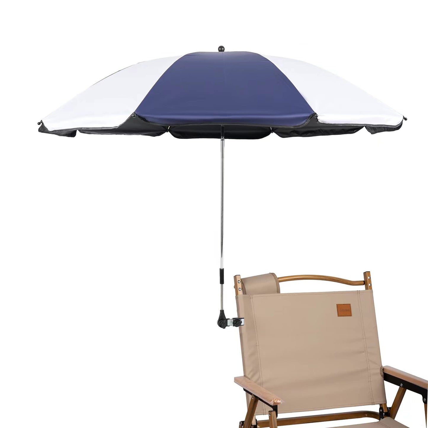 Chair Umbrella with Universal Clamp,46 inches UPF 50+ Clip on Parasol for Patio chair Beach Chairs Wheelchairs Golf Carts (Dark Blue)