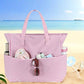 LEDAOU Large Beach Tote Bag Women Waterproof Sandproof Zipper Beach Tote Bag for Pool Gym Grocery Travel with Wet Pocket