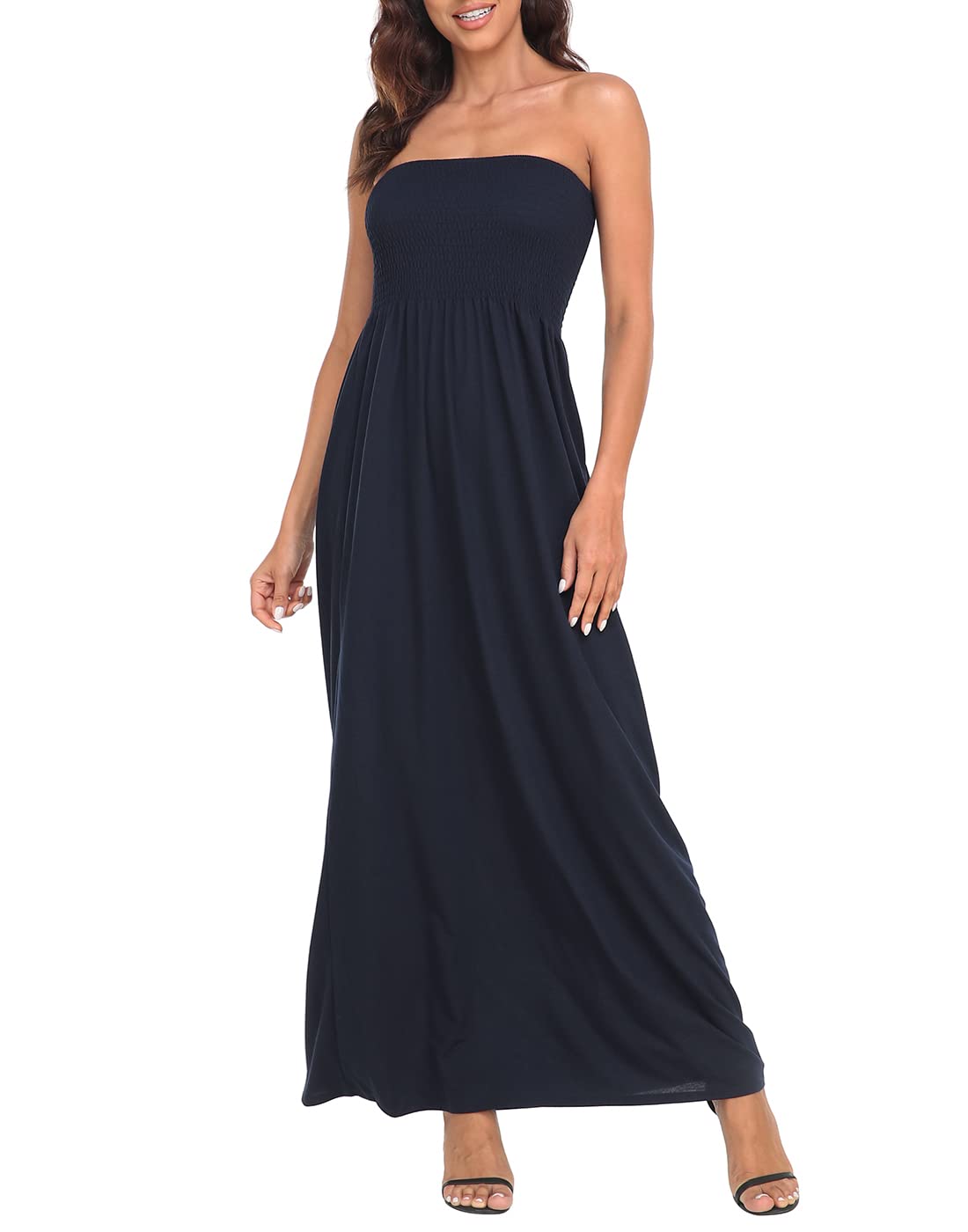 HDE Women's Strapless Maxi Dress Plus Size Tube Top Long Skirt Sundress Cover Up