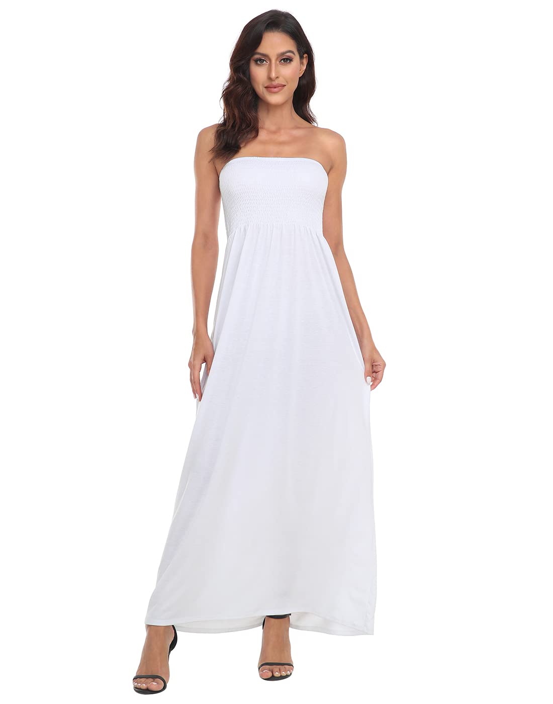 HDE Women's Strapless Maxi Dress Plus Size Tube Top Long Skirt Sundress Cover Up