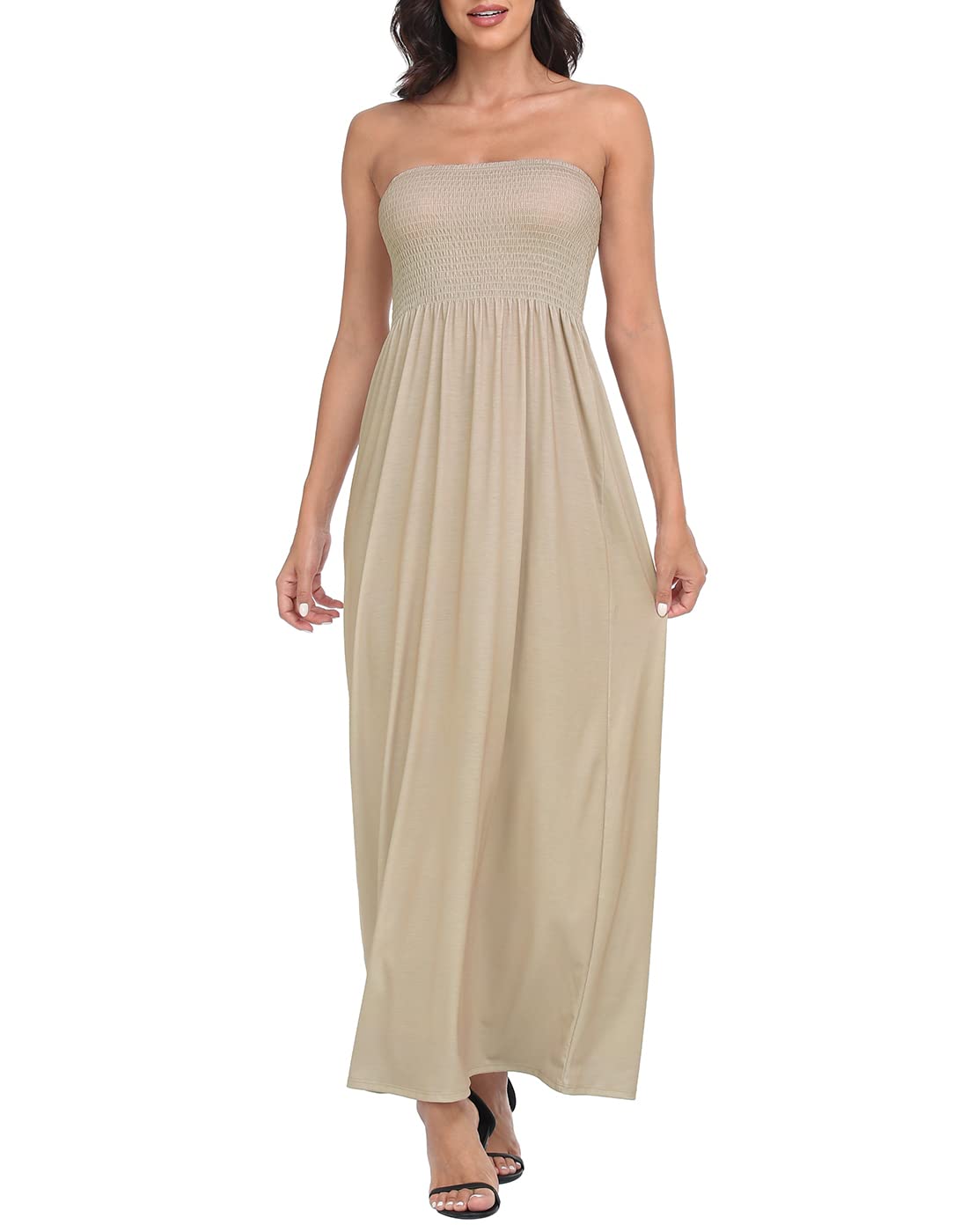 HDE Women's Strapless Maxi Dress Plus Size Tube Top Long Skirt Sundress Cover Up