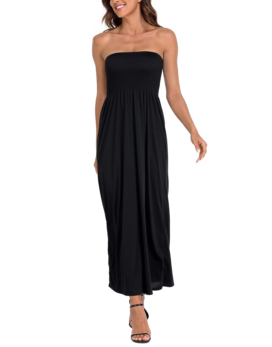 HDE Women's Strapless Maxi Dress Plus Size Tube Top Long Skirt Sundress Cover Up