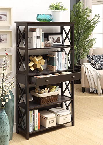 Convenience Concepts Oxford 5 Tier Bookcase with Drawer, Sea Foam