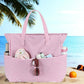 LEDAOU Large Beach Tote Bag Women Waterproof Sandproof Zipper Beach Tote Bag for Pool Gym Grocery Travel with Wet Pocket