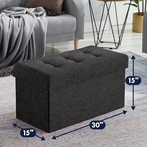 Ornavo Home 45 Inch Folding Storage Ottoman with Storage Bench, Long Large Storage Ottoman Bench, Storage Chest, Foot Rest Stool, Bedroom Bench with Storage - (Gray)