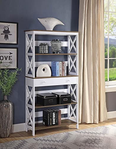 Convenience Concepts Oxford 5 Tier Bookcase with Drawer, Sea Foam