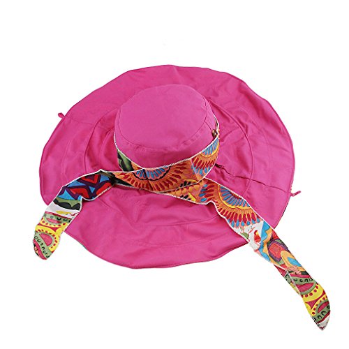 Women's Foldable Floppy Reversible Travel Beach Sun Visor Hat Wide Brim UPF 50+