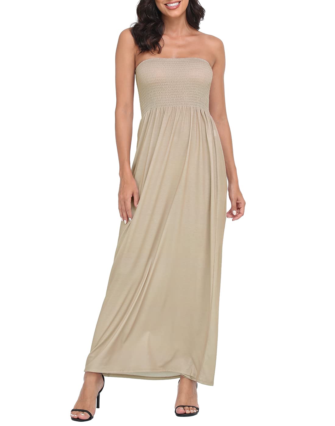 HDE Women's Strapless Maxi Dress Plus Size Tube Top Long Skirt Sundress Cover Up