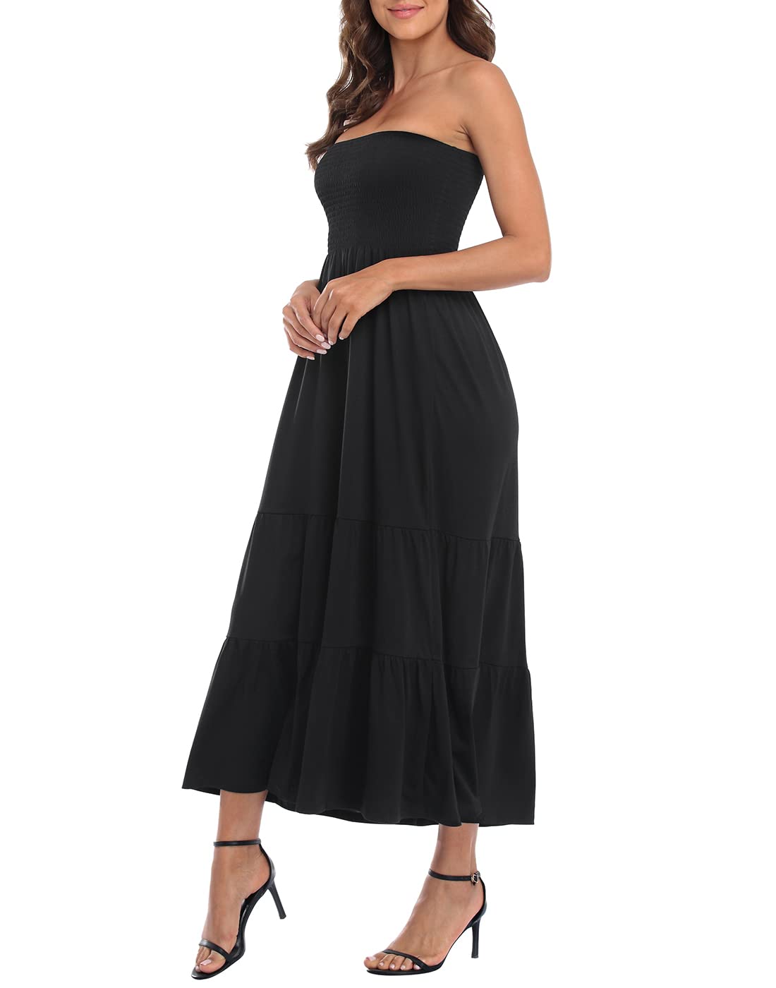 HDE Women's Strapless Maxi Dress Plus Size Tube Top Long Skirt Sundress Cover Up