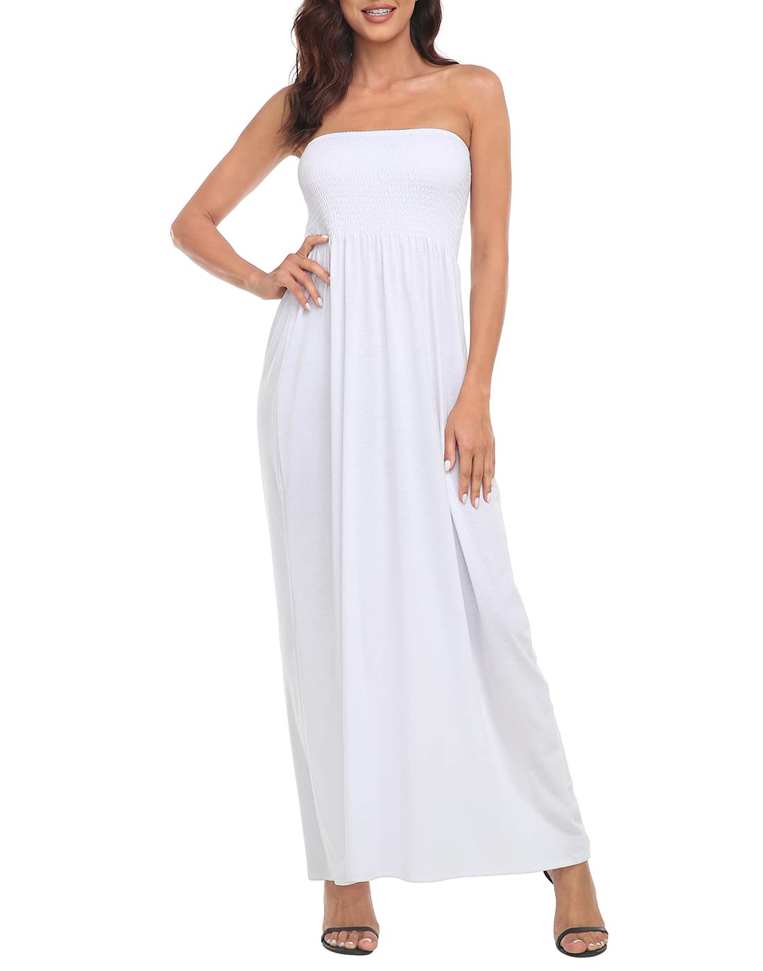 HDE Women's Strapless Maxi Dress Plus Size Tube Top Long Skirt Sundress Cover Up