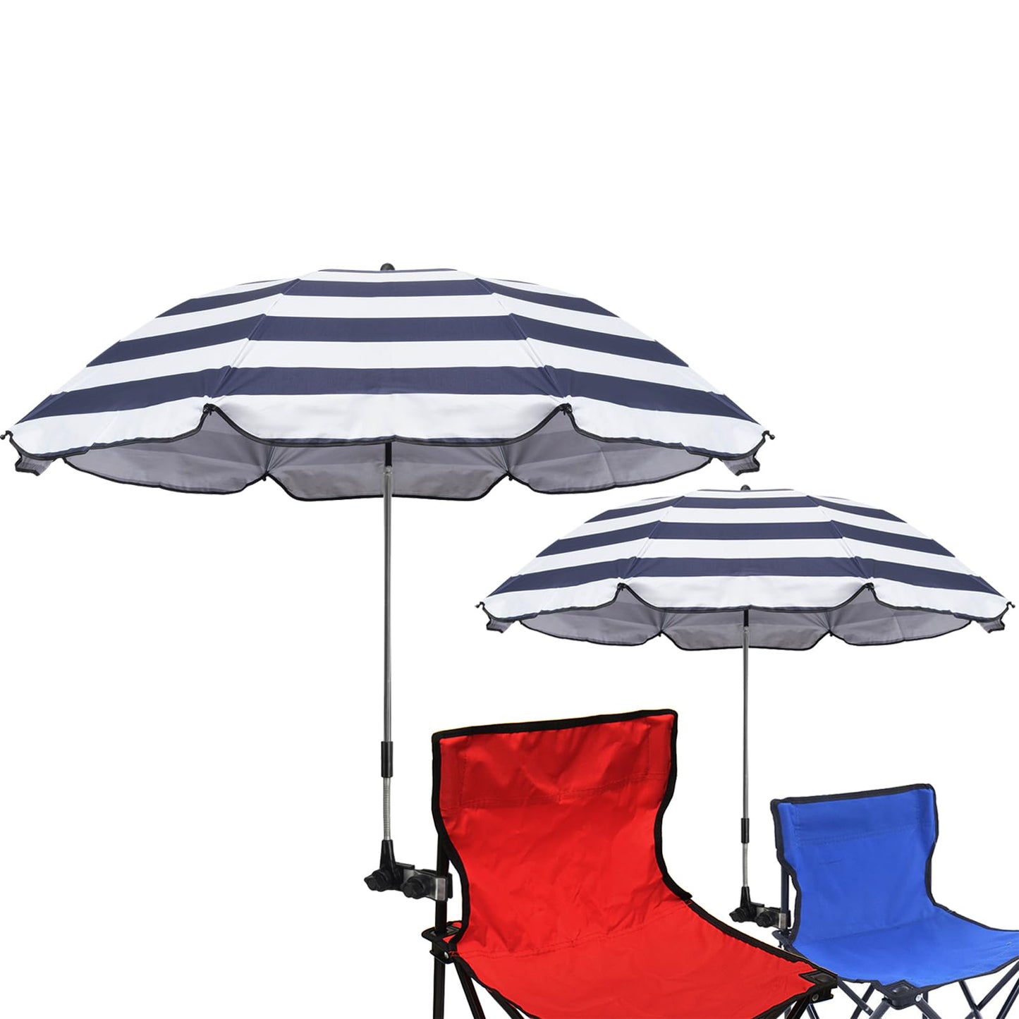 Chair Umbrella with Universal Clamp,46 inches UPF 50+ Clip on Parasol for Patio chair Beach Chairs Wheelchairs Golf Carts (Dark Blue)