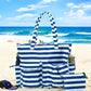 LEDAOU Large Beach Tote Bag Women Waterproof Sandproof Zipper Beach Tote Bag for Pool Gym Grocery Travel with Wet Pocket