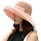 Women Wide Brim Sun Hats Metal Wired Edge Summer UV Protection Beach Fishing Hat for Hiking Garden Travel Chin Strap