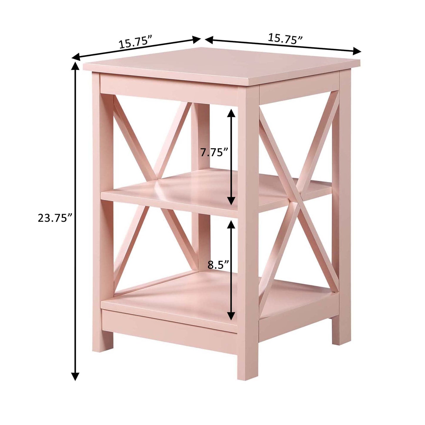 Convenience Concepts Oxford End Table with Shelves, Sea Foam Blue