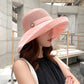 Women Wide Brim Sun Hats Metal Wired Edge Summer UV Protection Beach Fishing Hat for Hiking Garden Travel Chin Strap