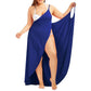 Plus Size Spaghetti Strap Cover Up Beach Backless Wrap Long Dress