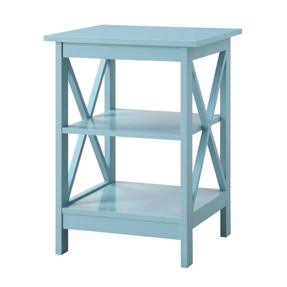 Convenience Concepts Oxford End Table with Shelves, Sea Foam Blue