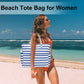 LEDAOU Large Beach Tote Bag Women Waterproof Sandproof Zipper Beach Tote Bag for Pool Gym Grocery Travel with Wet Pocket