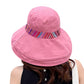 Women Wide Brim Sun Hats Metal Wired Edge Summer UV Protection Beach Fishing Hat for Hiking Garden Travel Chin Strap