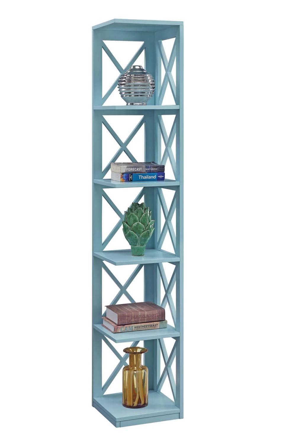 Convenience Concepts Oxford 5 Tier Corner Bookcase, Sea Foam