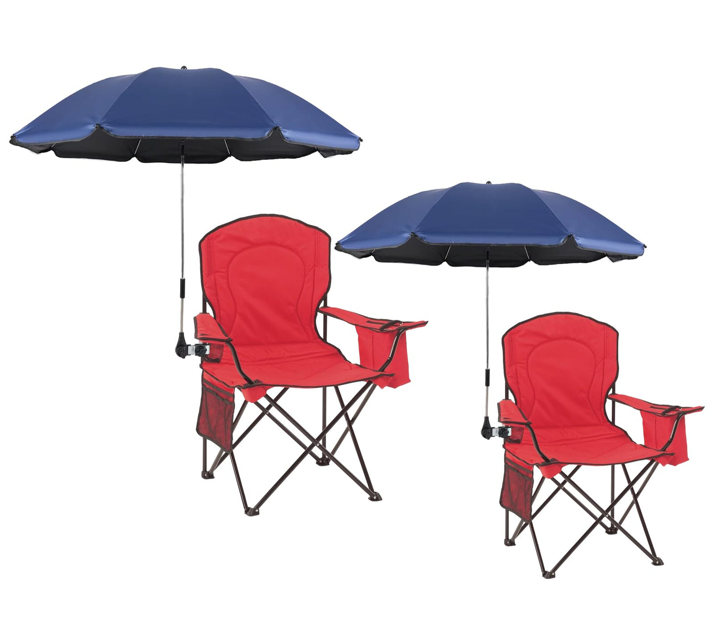 Chair Umbrella with Universal Clamp,46 inches UPF 50+ Clip on Parasol for Patio chair Beach Chairs Wheelchairs Golf Carts (Dark Blue)