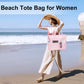 LEDAOU Large Beach Tote Bag Women Waterproof Sandproof Zipper Beach Tote Bag for Pool Gym Grocery Travel with Wet Pocket