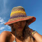 Women Straw Sun Hat Hand Woven Y2K Aesthetic Bucket Hat Striped Fishing Hat Beach Hat Foldable Cap Chic Summer Accessories