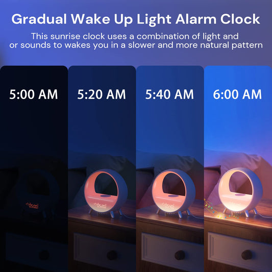 Dekala Arches Sunrise Alarm Clock with 15W Fast Wireless Charging, White Noise Sound Machine Smart Ambient Lamp Gradual Sunrise App & Touch Control Updated Smart Version (Old)