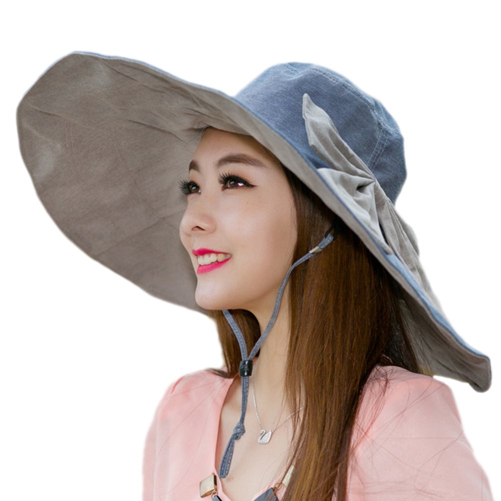 Women's Foldable Floppy Reversible Travel Beach Sun Visor Hat Wide Brim UPF 50+