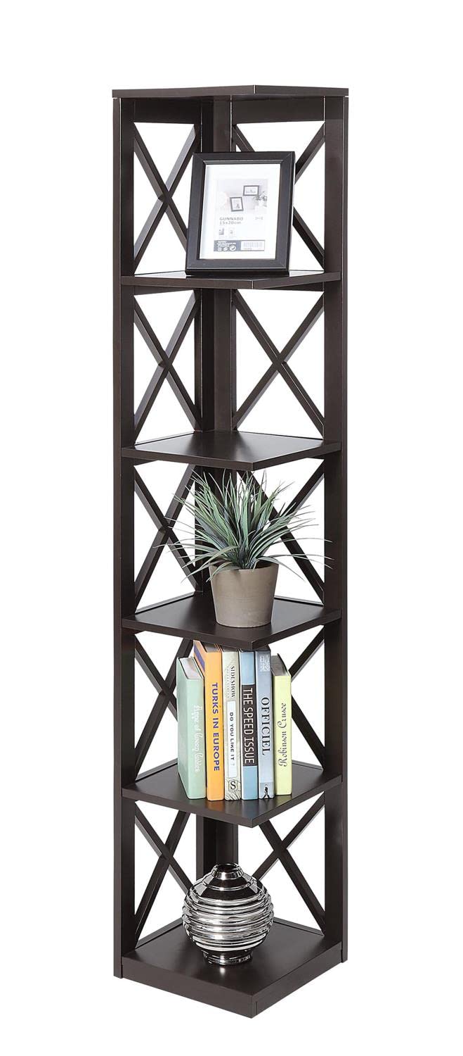 Convenience Concepts Oxford 5 Tier Corner Bookcase, Sea Foam