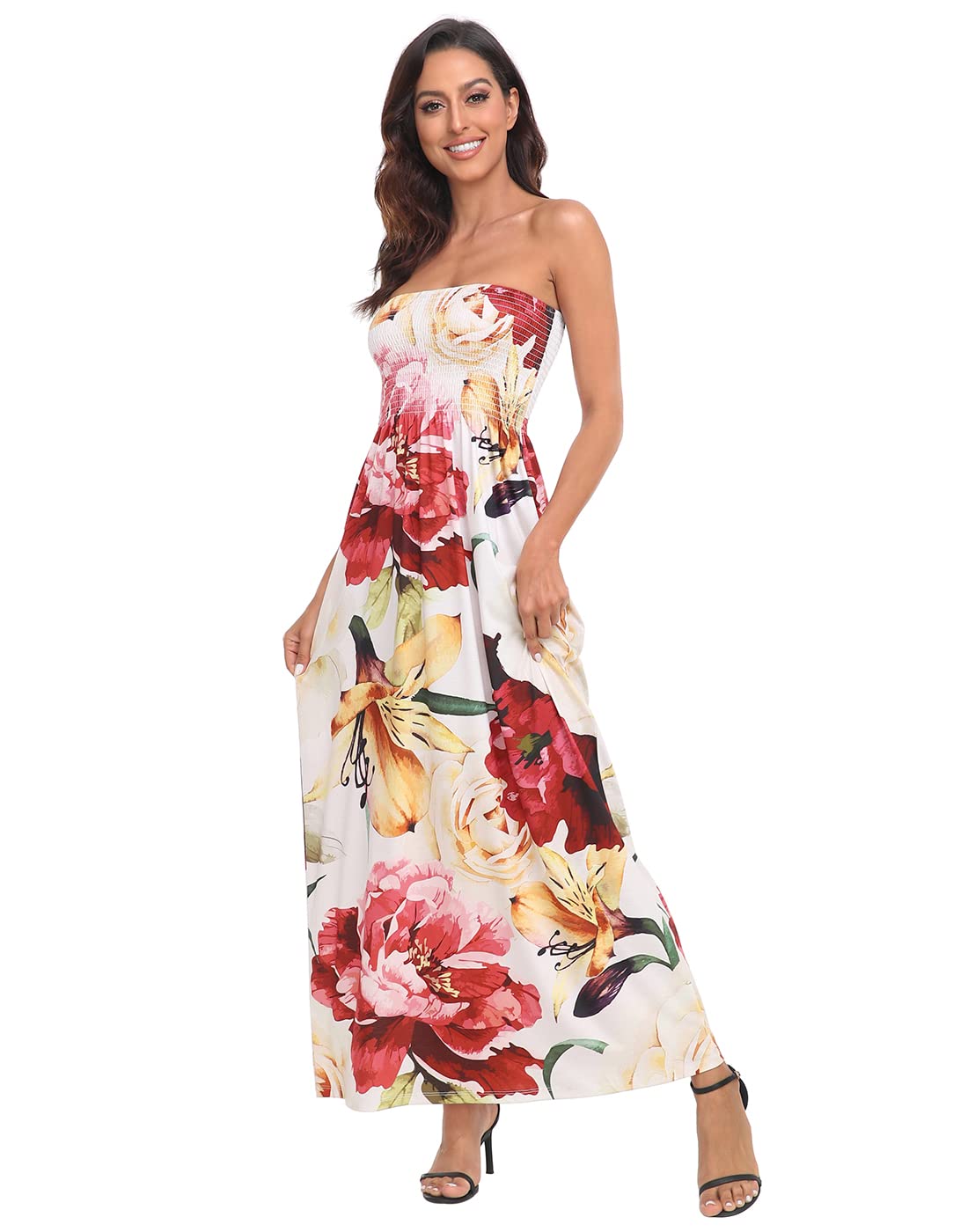 HDE Women's Strapless Maxi Dress Plus Size Tube Top Long Skirt Sundress Cover Up