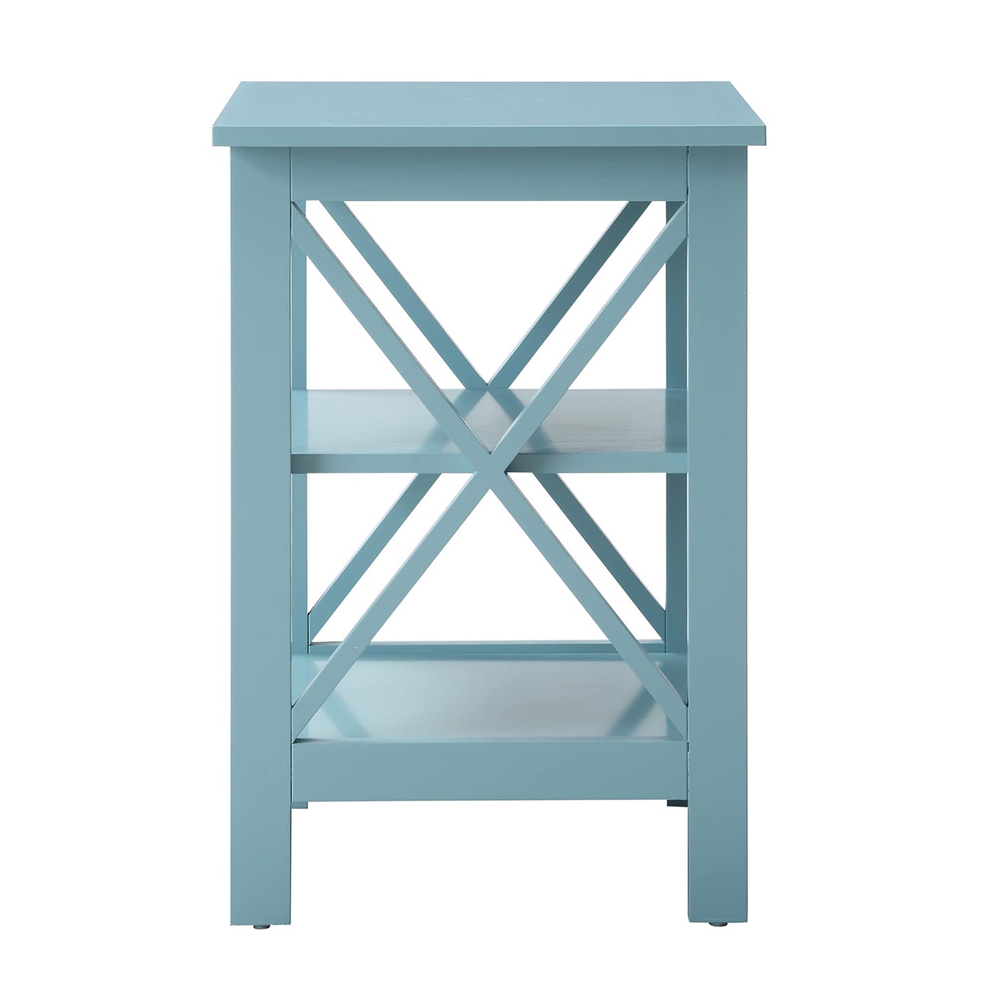 Convenience Concepts Oxford End Table with Shelves, Sea Foam Blue