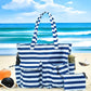 LEDAOU Large Beach Tote Bag Women Waterproof Sandproof Zipper Beach Tote Bag for Pool Gym Grocery Travel with Wet Pocket