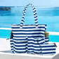 LEDAOU Large Beach Tote Bag Women Waterproof Sandproof Zipper Beach Tote Bag for Pool Gym Grocery Travel with Wet Pocket